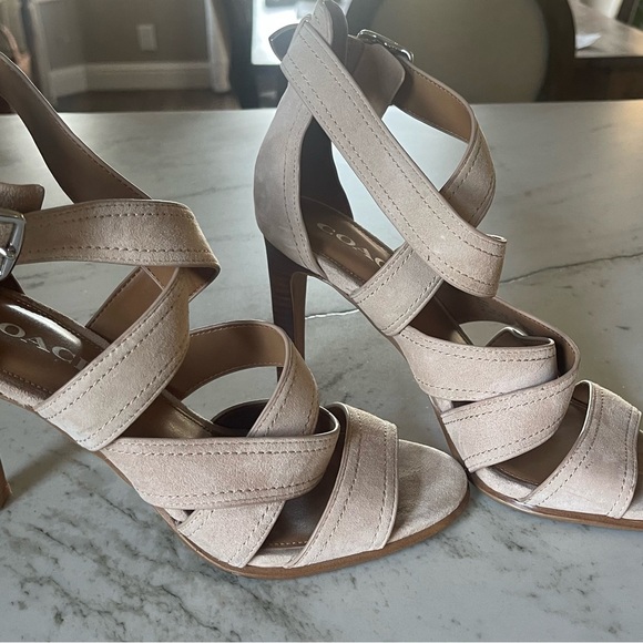 Coach Women's Cream Strappy Heels - Picture 1 of 7